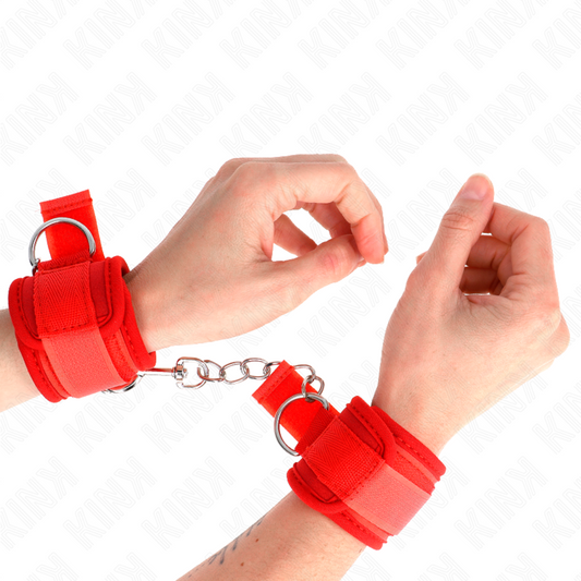 KINK - NEOPRENE WRIST RESTRAINTS RED 42 X 5 CM - My naughty haven #