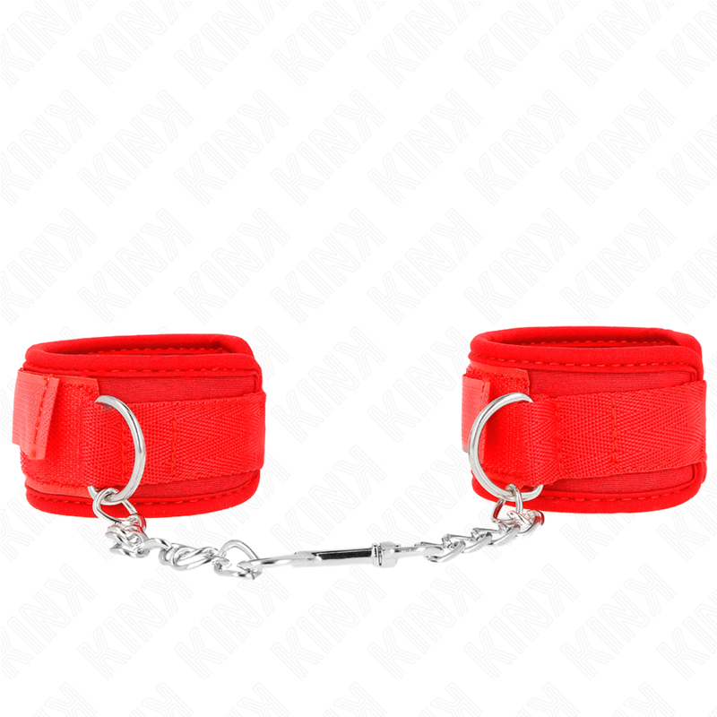 KINK - NEOPRENE WRIST RESTRAINTS RED 42 X 5 CM - My naughty haven #