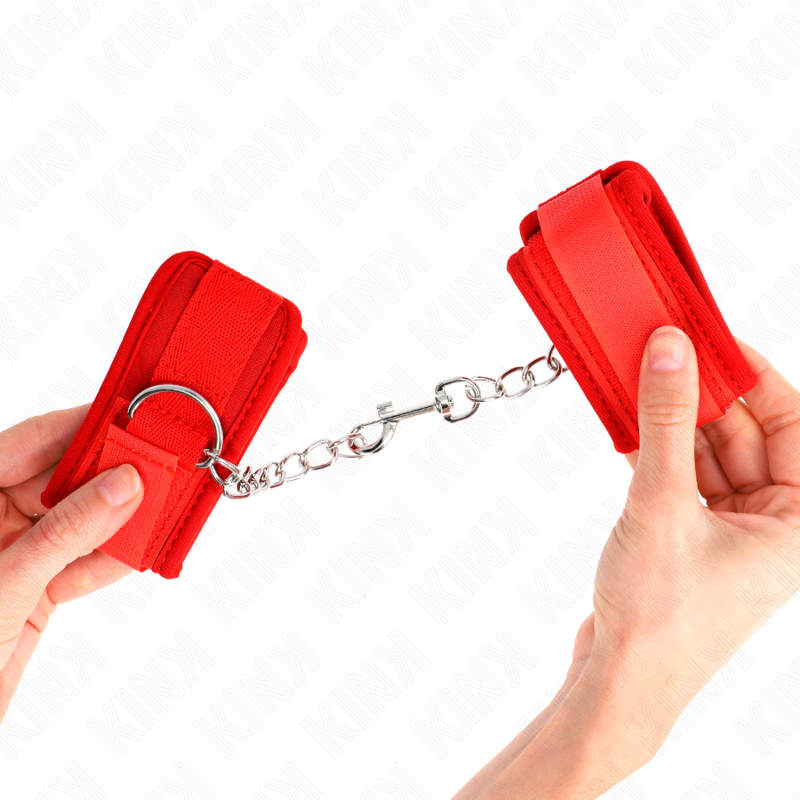 KINK - NEOPRENE WRIST RESTRAINTS RED 42 X 5 CM - My naughty haven #