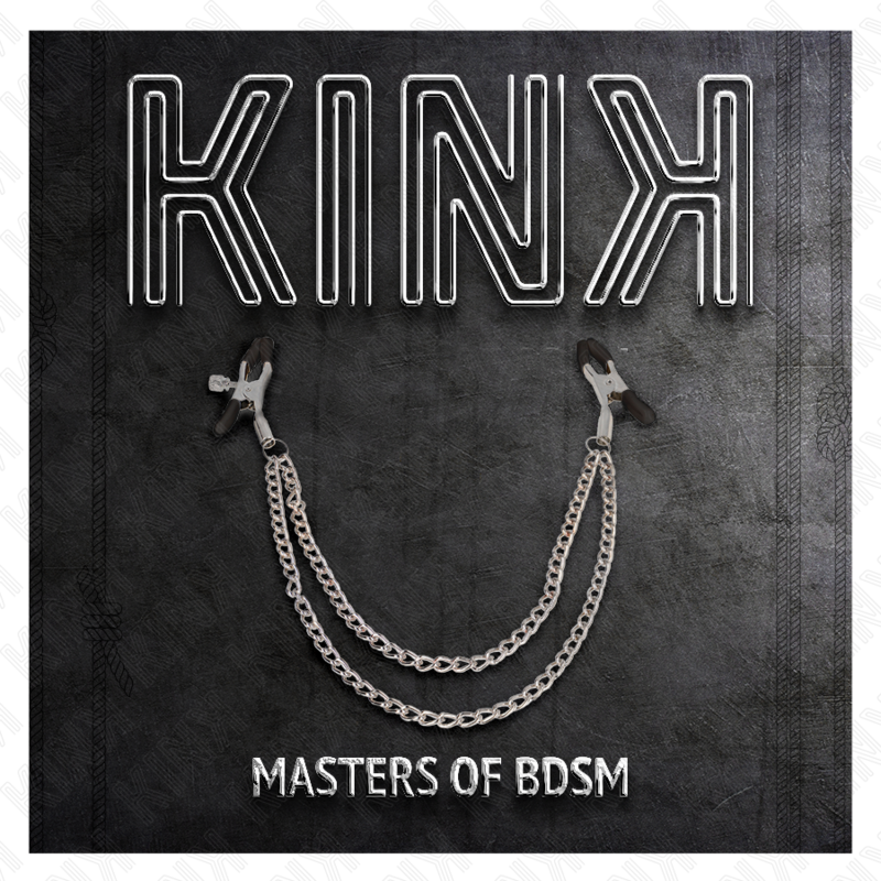 KINK - NIPPLE CLAMPS WITH 2 THICK CHAINS SILVER 20/23 CM - My naughty haven #