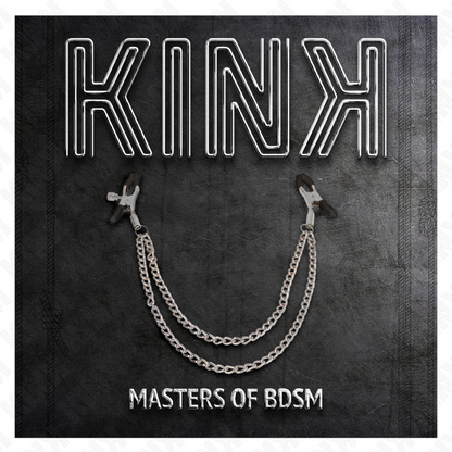 KINK - NIPPLE CLAMPS WITH 2 THICK CHAINS SILVER 20/23 CM - My naughty haven #