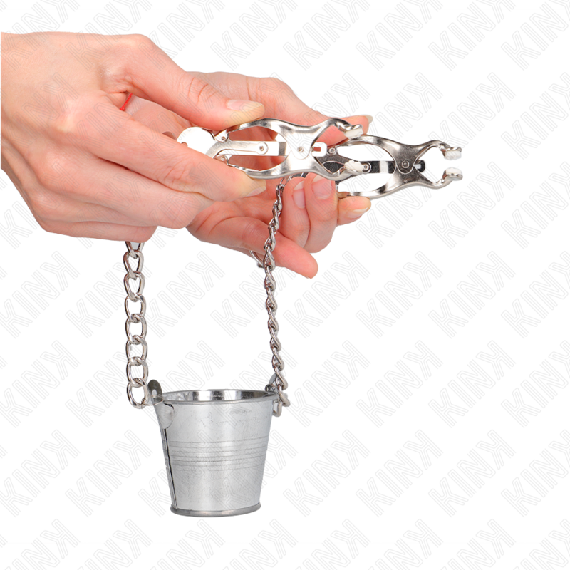 KINK - NIPPLE CLAMPS WITH A BUCKET SILVER - My naughty haven #