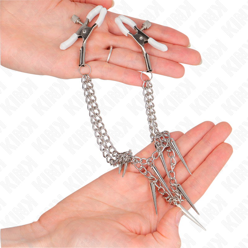 KINK - NIPPLE CLAMPS WITH SPIKES CHAINS 30 CM - My naughty haven #