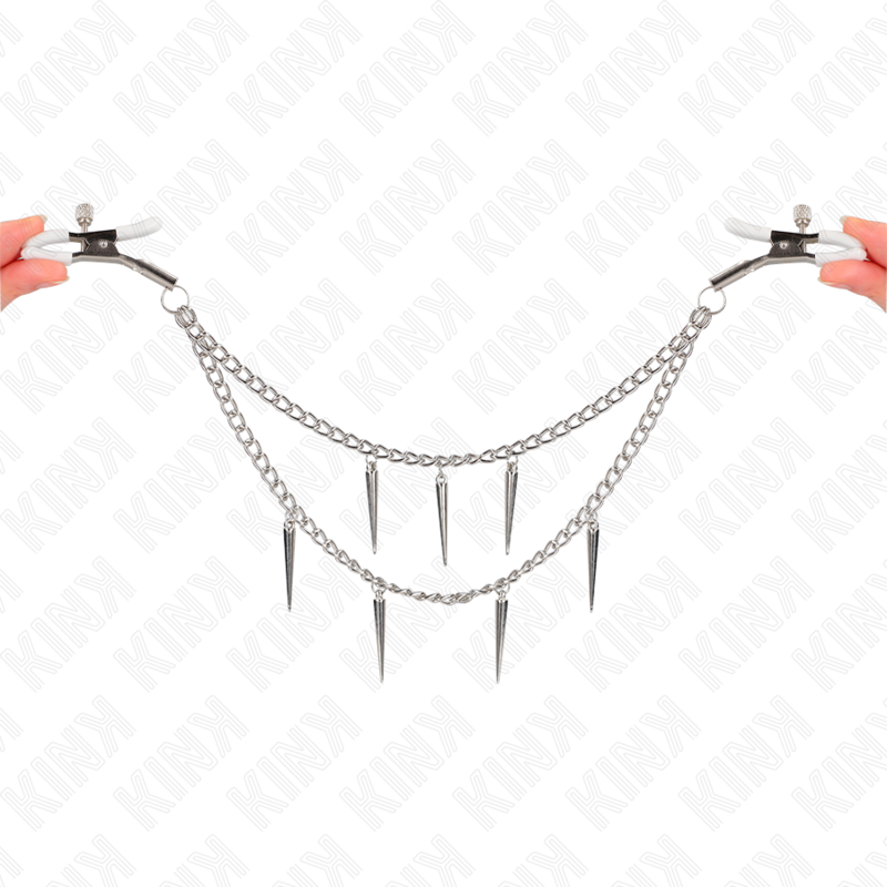 KINK - NIPPLE CLAMPS WITH SPIKES CHAINS 30 CM - My naughty haven #