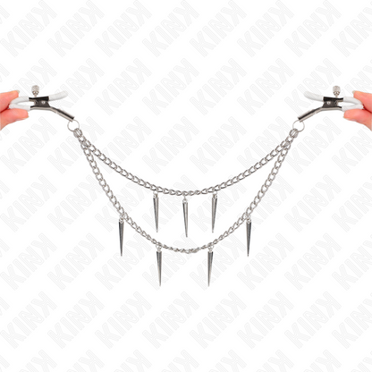 KINK - NIPPLE CLAMPS WITH SPIKES CHAINS 30 CM - My naughty haven #