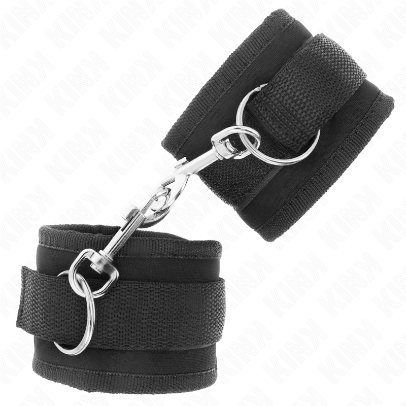 KINK - NYLON BIND HOOK&LOOP WRIST RESTRAINTS BLACK MODEL 2 ADJUSTABLE 18-35 CM X 6 CM - My naughty haven #