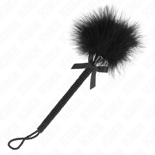 KINK - NYLON ROPE WAND WITH TICKLE FEATHERS AND BLACK BOW 25 CM - My naughty haven #