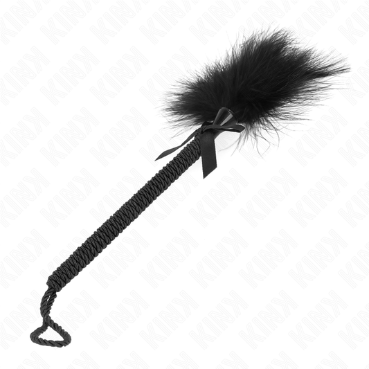 KINK - NYLON ROPE WAND WITH TICKLE FEATHERS AND BLACK BOW 25 CM - My naughty haven #
