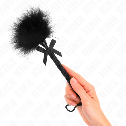 KINK - NYLON ROPE WAND WITH TICKLE FEATHERS AND BLACK BOW 25 CM - My naughty haven #