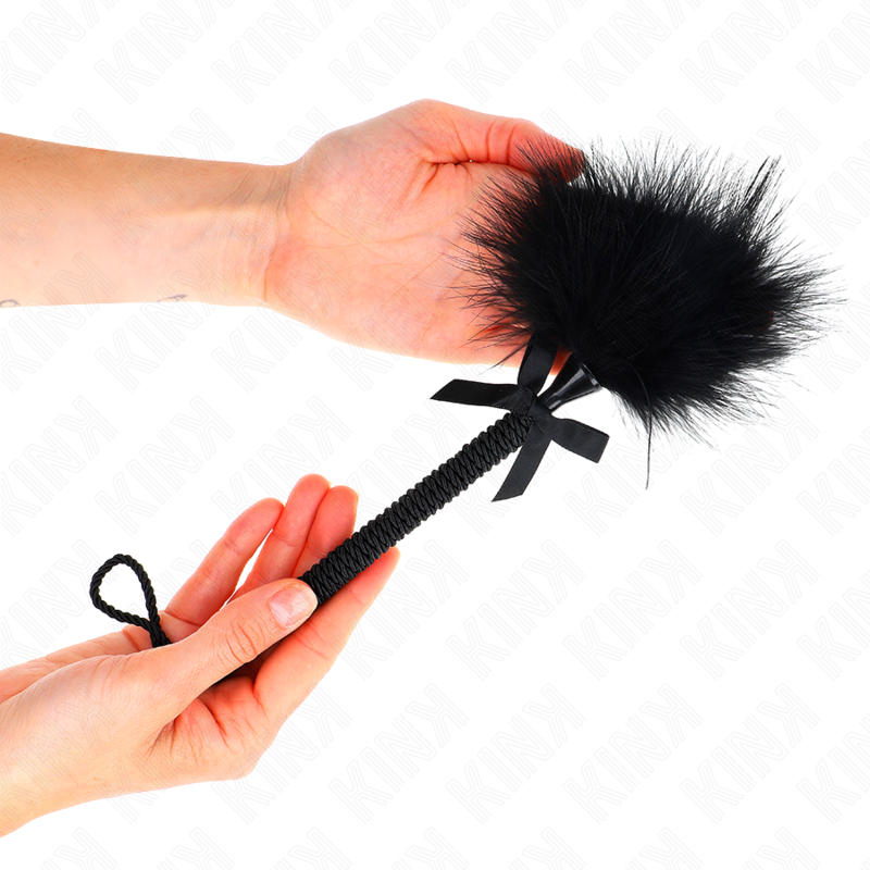 KINK - NYLON ROPE WAND WITH TICKLE FEATHERS AND BLACK BOW 25 CM - My naughty haven #