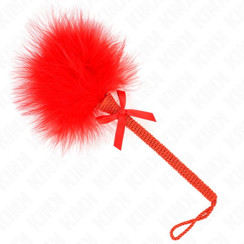 KINK - NYLON ROPE WAND WITH TICKLE FEATHERS AND RED BOW 25 CM - My naughty haven #