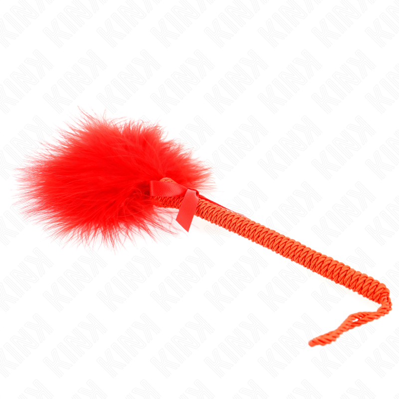 KINK - NYLON ROPE WAND WITH TICKLE FEATHERS AND RED BOW 25 CM - My naughty haven #