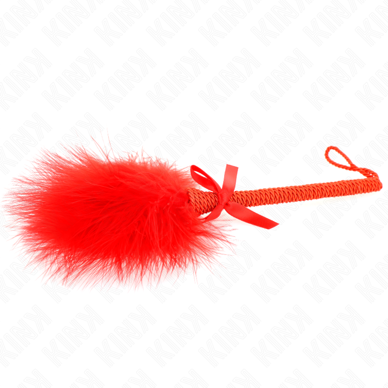 KINK - NYLON ROPE WAND WITH TICKLE FEATHERS AND RED BOW 25 CM - My naughty haven #
