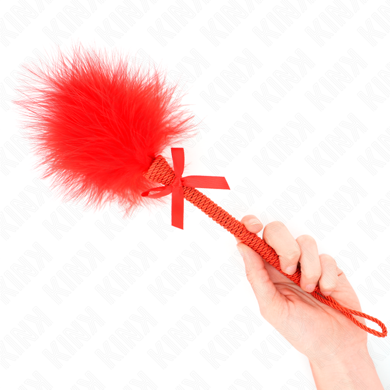 KINK - NYLON ROPE WAND WITH TICKLE FEATHERS AND RED BOW 25 CM - My naughty haven #