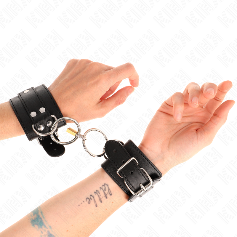 KINK - O-RING LOCKED WRIST RESTRAINTS BLACK ADJUSTABLE 20-28 CM X 5.5 CM - My naughty haven #