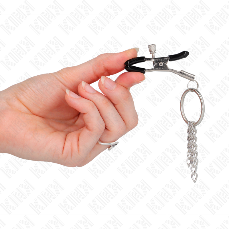 KINK - O RING NIPPLE CLAMP AND LITTLE CHAIN SILVER 6 CM - My naughty haven #