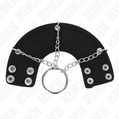 KINK - PENIS RING 4 CM CHAIN 7 CM METAL WITH LEATHER BELT - My naughty haven #