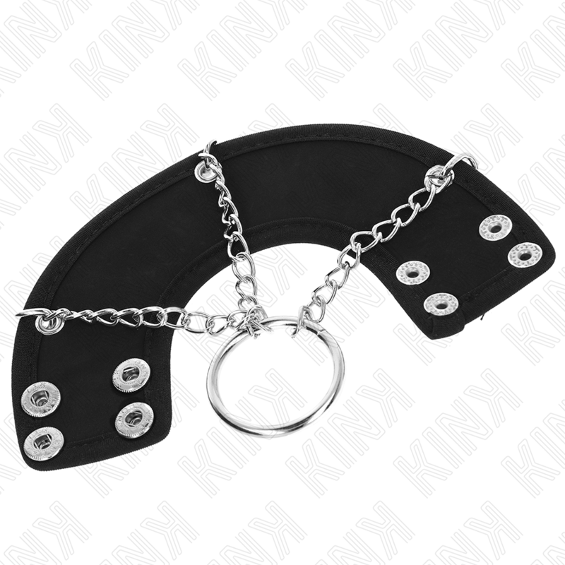 KINK - PENIS RING 4 CM CHAIN 7 CM METAL WITH LEATHER BELT - My naughty haven #