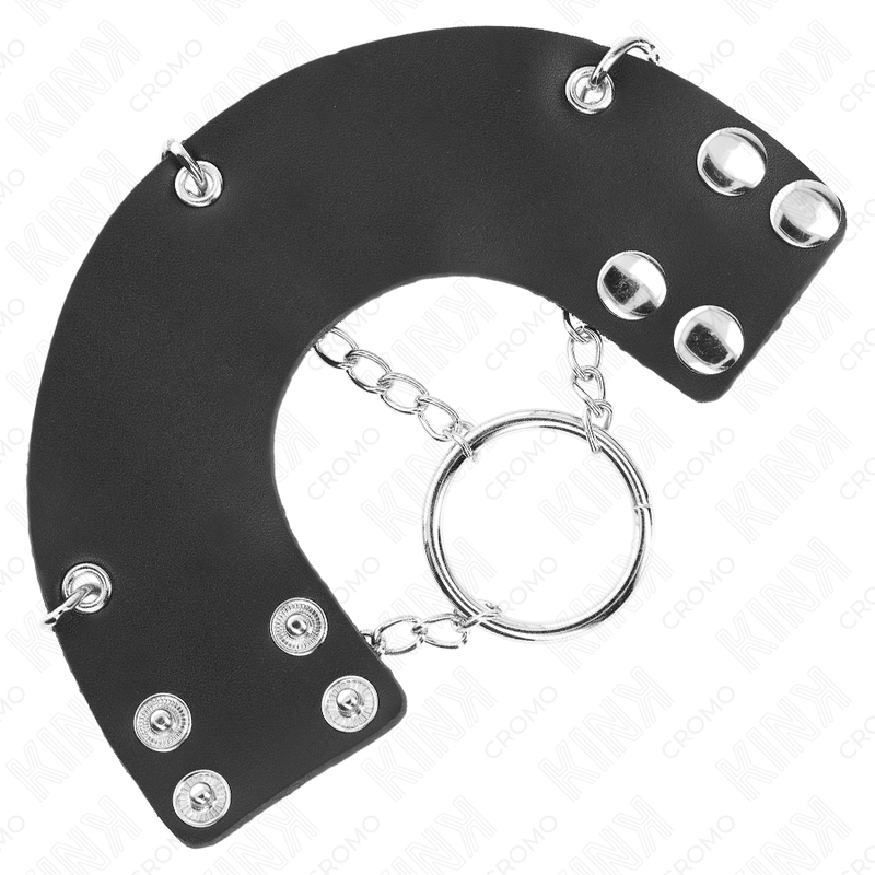 KINK - PENIS RING 4 CM CHAIN 7 CM METAL WITH LEATHER BELT - My naughty haven #