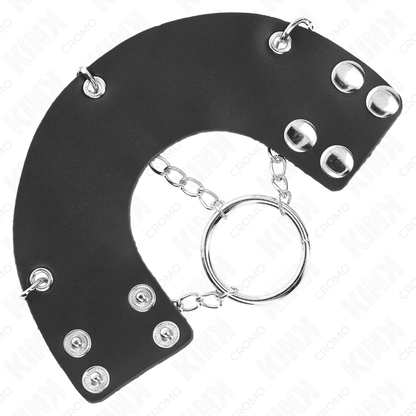 KINK - PENIS RING 4 CM CHAIN 7 CM METAL WITH LEATHER BELT - My naughty haven #