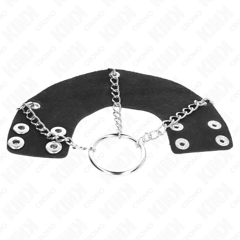 KINK - PENIS RING 4 CM CHAIN 7 CM METAL WITH LEATHER BELT - My naughty haven #