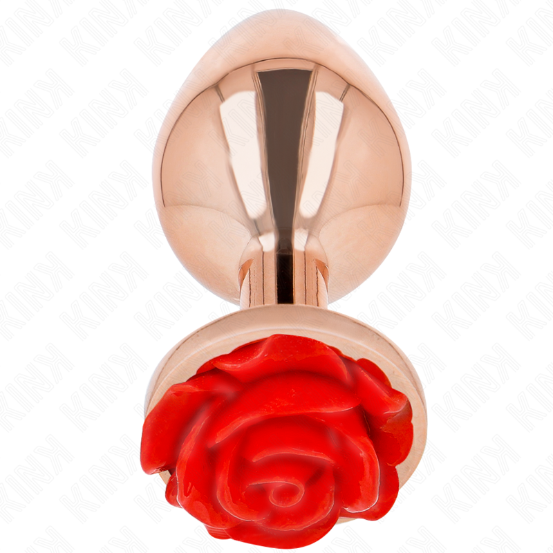 KINK - PINK GOLD ANAL PLUG WITH RED ROSE L - My naughty haven #