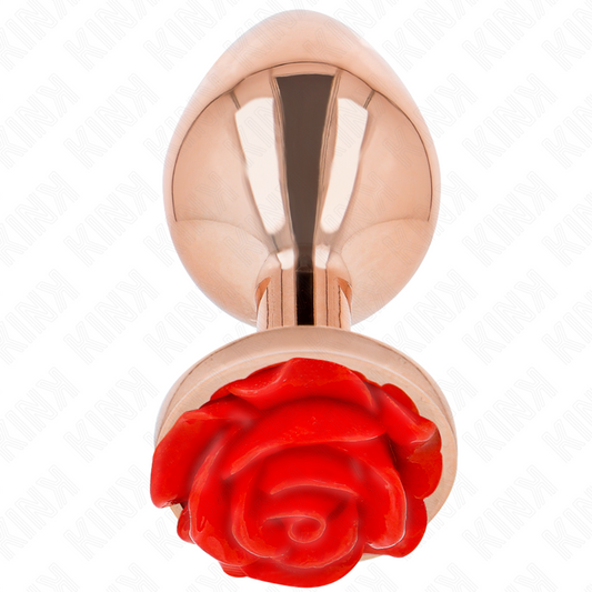 KINK - PINK GOLD ANAL PLUG WITH RED ROSE L - My naughty haven #