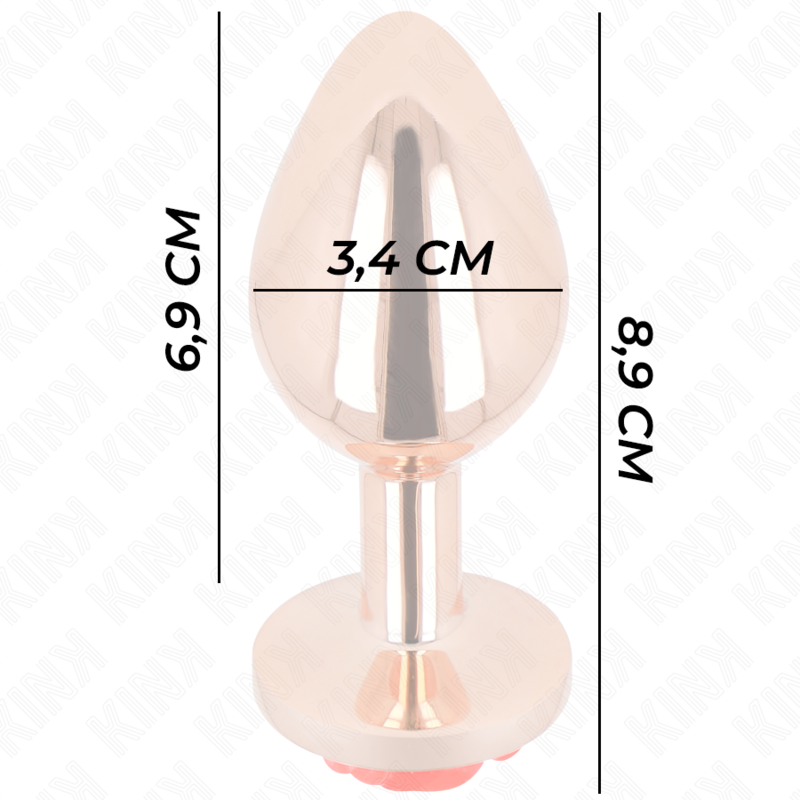 KINK - PINK GOLD ANAL PLUG WITH RED ROSE M - My naughty haven #