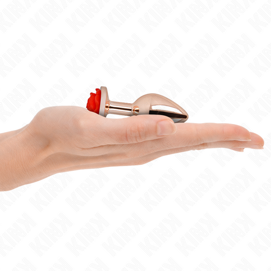 KINK - PINK GOLD ANAL PLUG WITH RED ROSE S - My naughty haven #