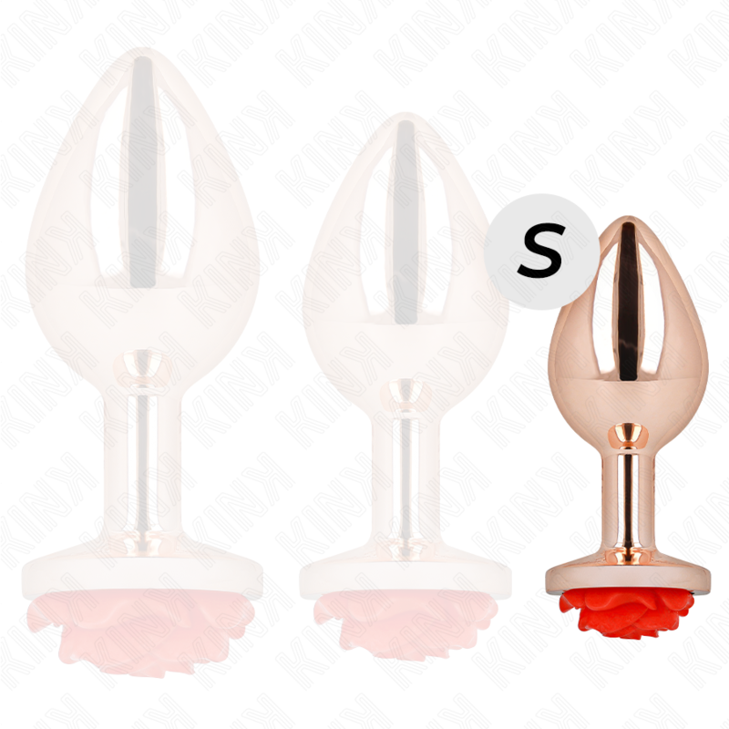 KINK - PINK GOLD ANAL PLUG WITH RED ROSE S - My naughty haven #