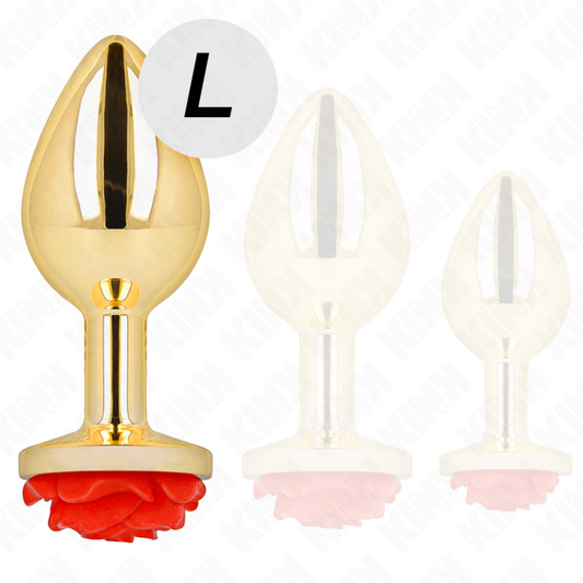 KINK -  PLUG ANAL GOLD ROSE RED SIZE L - My naughty haven #