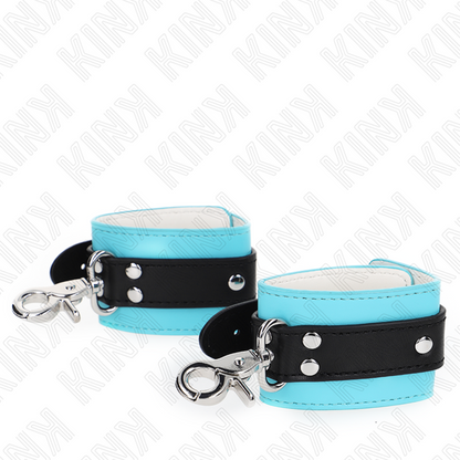 KINK - PREMIUM LOCKABLE WRIST RESTRAINTS BLACK / BLUE ADJUSTABLE 21-28 CM X 5.5 CM - My naughty haven #