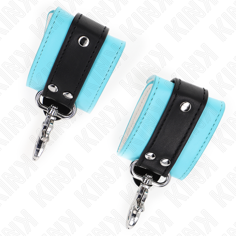KINK - PREMIUM LOCKABLE WRIST RESTRAINTS BLACK / BLUE ADJUSTABLE 21-28 CM X 5.5 CM - My naughty haven #