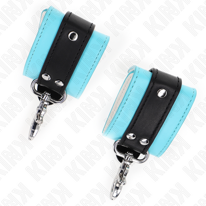 KINK - PREMIUM LOCKABLE WRIST RESTRAINTS BLACK / BLUE ADJUSTABLE 21-28 CM X 5.5 CM - My naughty haven #