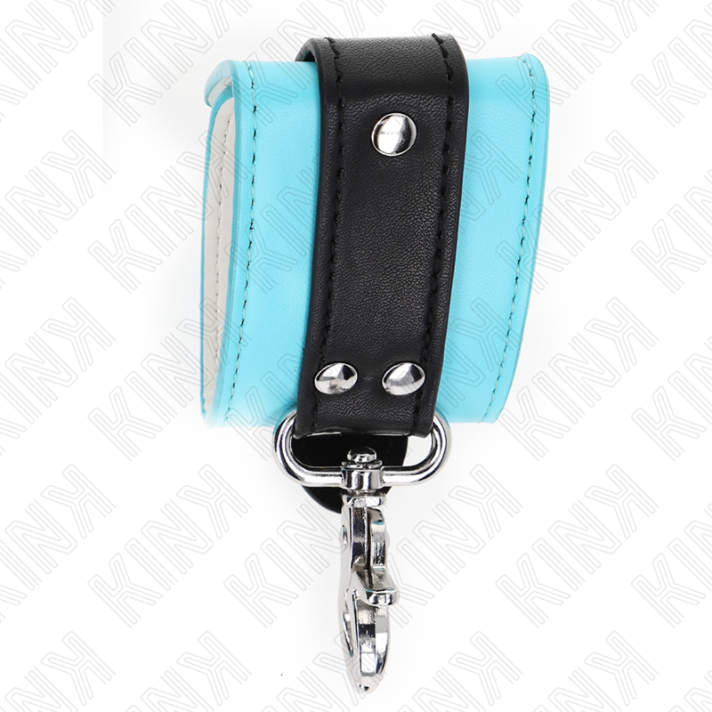 KINK - PREMIUM LOCKABLE WRIST RESTRAINTS BLACK / BLUE ADJUSTABLE 21-28 CM X 5.5 CM - My naughty haven #