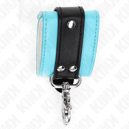 KINK - PREMIUM LOCKABLE WRIST RESTRAINTS BLACK / BLUE ADJUSTABLE 21-28 CM X 5.5 CM - My naughty haven #