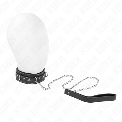 KINK - PVC LEATHER NECKLACE WITH BELT 105 CM RHINESTONE RIVET 41.5 X 4 CM - My naughty haven #