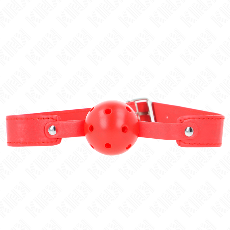 KINK - RED BREATHABLE BALL 4.5 CM GAG 65 x 2.5 CM - My naughty haven #