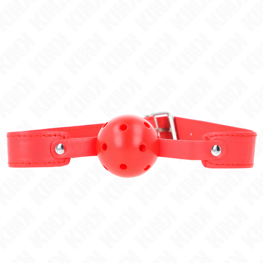 KINK - RED BREATHABLE BALL 4.5 CM GAG 65 x 2.5 CM - My naughty haven #