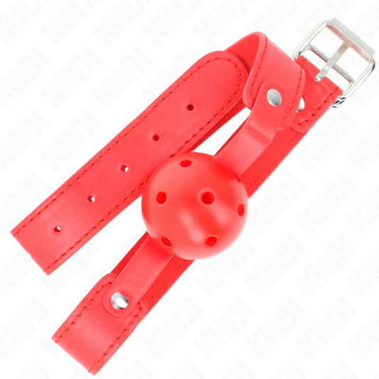 KINK - RED BREATHABLE BALL 4.5 CM GAG 65 x 2.5 CM - My naughty haven #