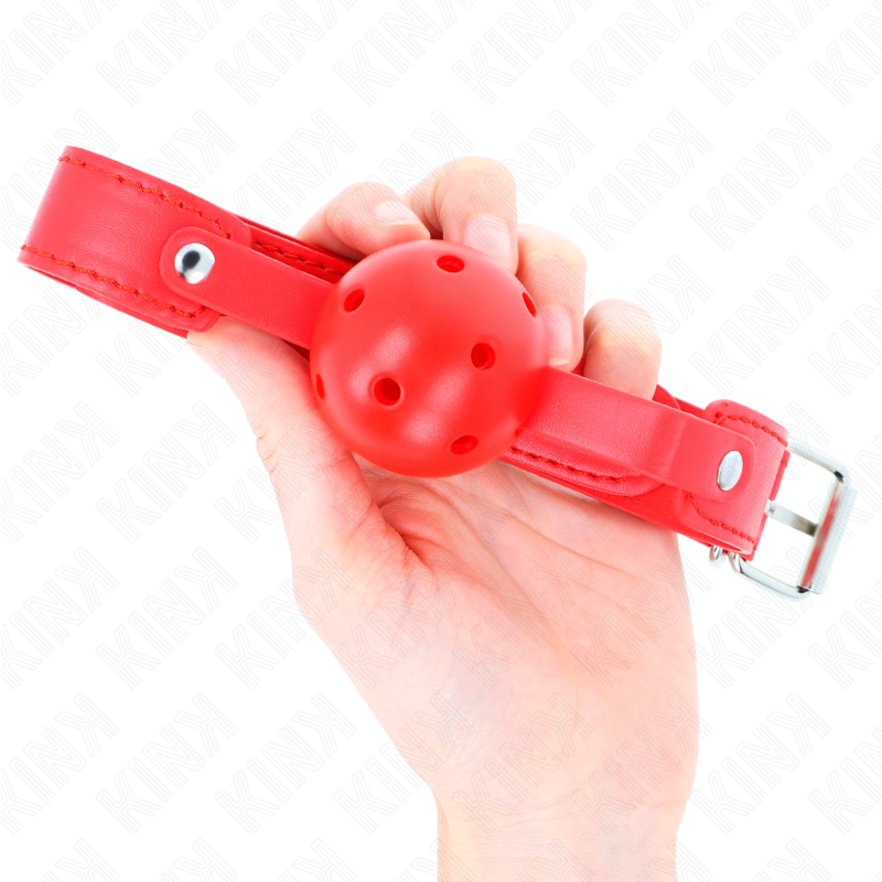 KINK - RED BREATHABLE BALL 4.5 CM GAG 65 x 2.5 CM - My naughty haven #