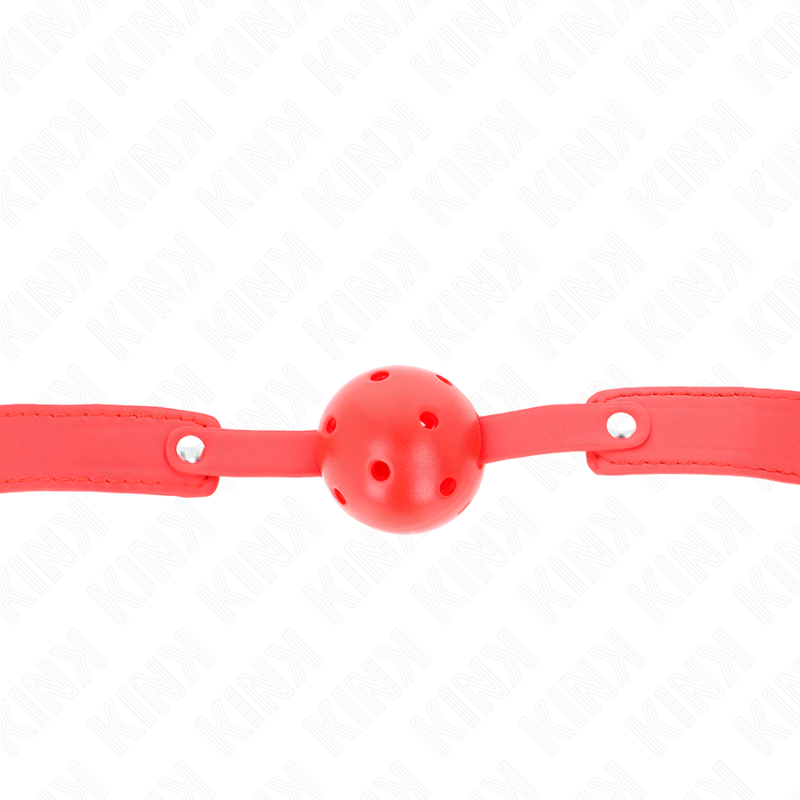 KINK - RED BREATHABLE BALL 4.5 CM GAG 65 x 2.5 CM - My naughty haven #