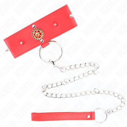 KINK - RED DIAMOND NECKLACE WITH BELT 65 CM AJDUSTABLE 35-51 CM X 7 CM - My naughty haven #