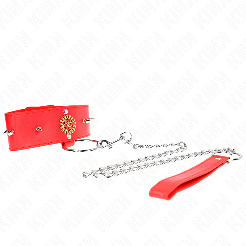 KINK - RED DIAMOND NECKLACE WITH BELT 65 CM AJDUSTABLE 35-51 CM X 7 CM - My naughty haven #