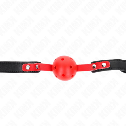 KINK - RED HOLLOW HARD BALL 4 CM GAG BLACK STRAP 60 x 2 CM ADJUSTABLE 37-52 CM - My naughty haven #