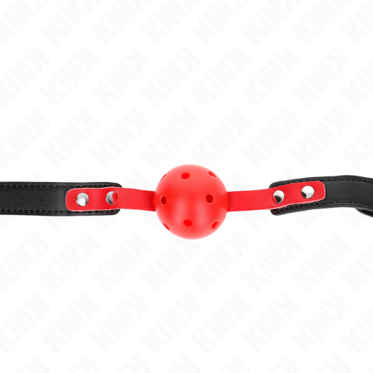 KINK - RED HOLLOW HARD BALL 4 CM GAG BLACK STRAP 60 x 2 CM ADJUSTABLE 37-52 CM - My naughty haven #