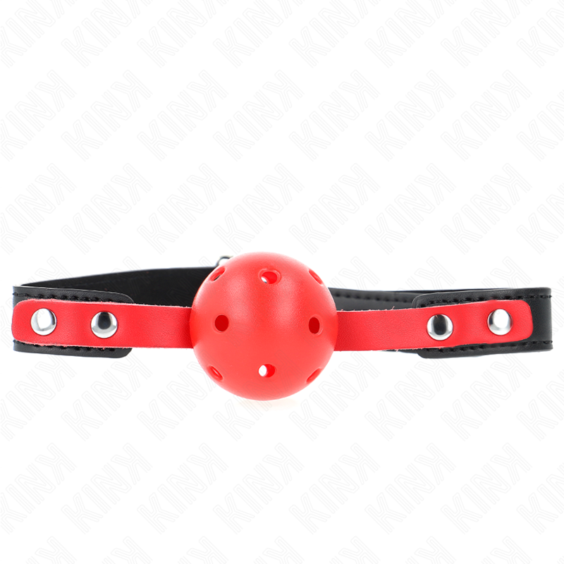 KINK - RED HOLLOW HARD BALL 4 CM GAG BLACK STRAP 60 x 2 CM ADJUSTABLE 37-52 CM - My naughty haven #