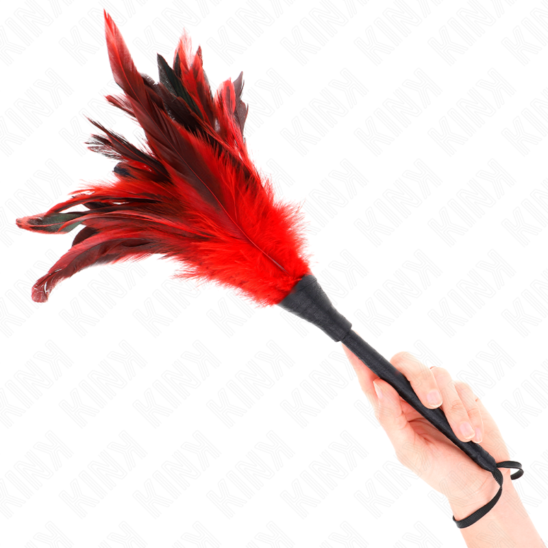 KINK - RED MAIDS HORN SHAPED TICKLE CHICKEN FEATHERS 36 CM - My naughty haven #