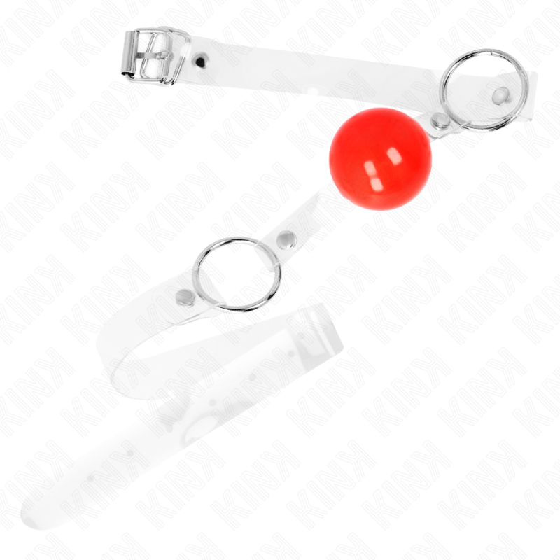 KINK - RED TRANSPARENT PVC BALL 4 CM GAG ADJUSTABLE - My naughty haven #
