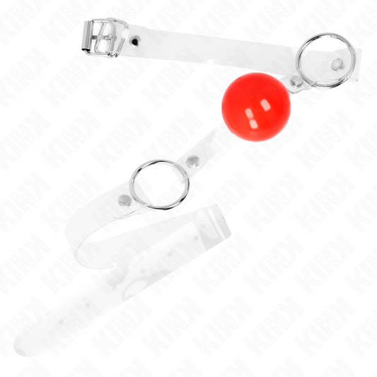 KINK - RED TRANSPARENT PVC BALL 4 CM GAG ADJUSTABLE - My naughty haven #